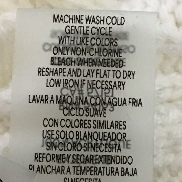 Calvin Klein Ivory Winter White Basket Weave Chain Knit Drape Neck Sweater sz L - Picture 13 of 15